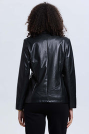 Chaqueta Mujer Efecto Cuero Negro