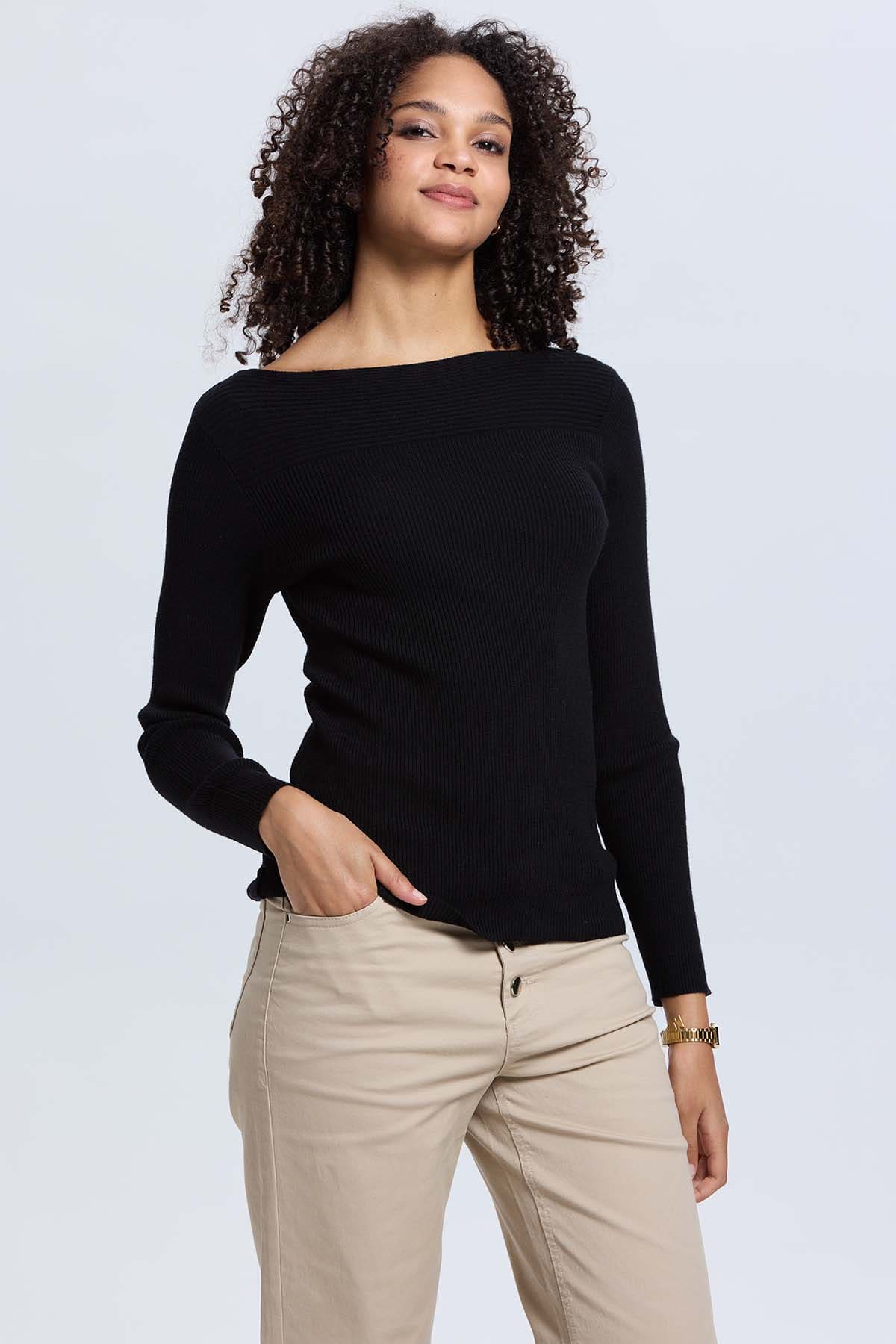 Sweater Mujer Liso Negro