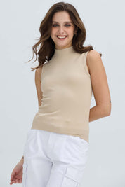 Polera Mujer Rib Beige