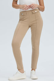 Calza Mujer Pretina Elasticada Beige