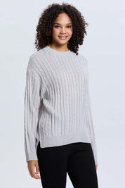 Sweater Mujer Trenzado Gris