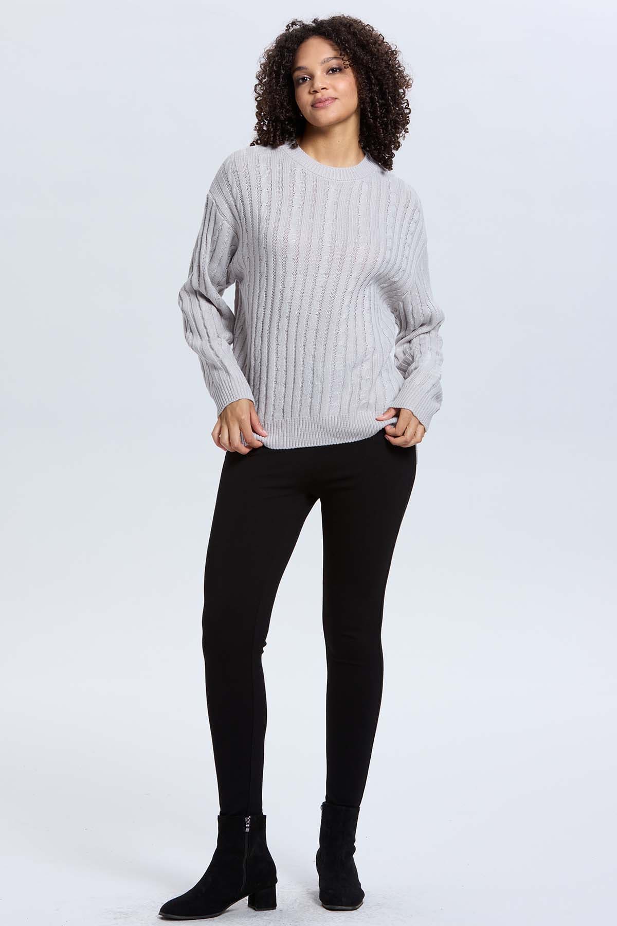 Sweater Mujer Trenzado Gris