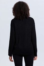 Sweater Mujer Trenzado Negro
