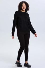 Sweater Mujer Trenzado Negro