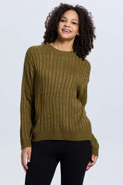 Sweater Mujer Trenzado Verde Militar