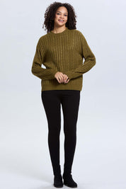 Sweater Mujer Trenzado Verde Militar