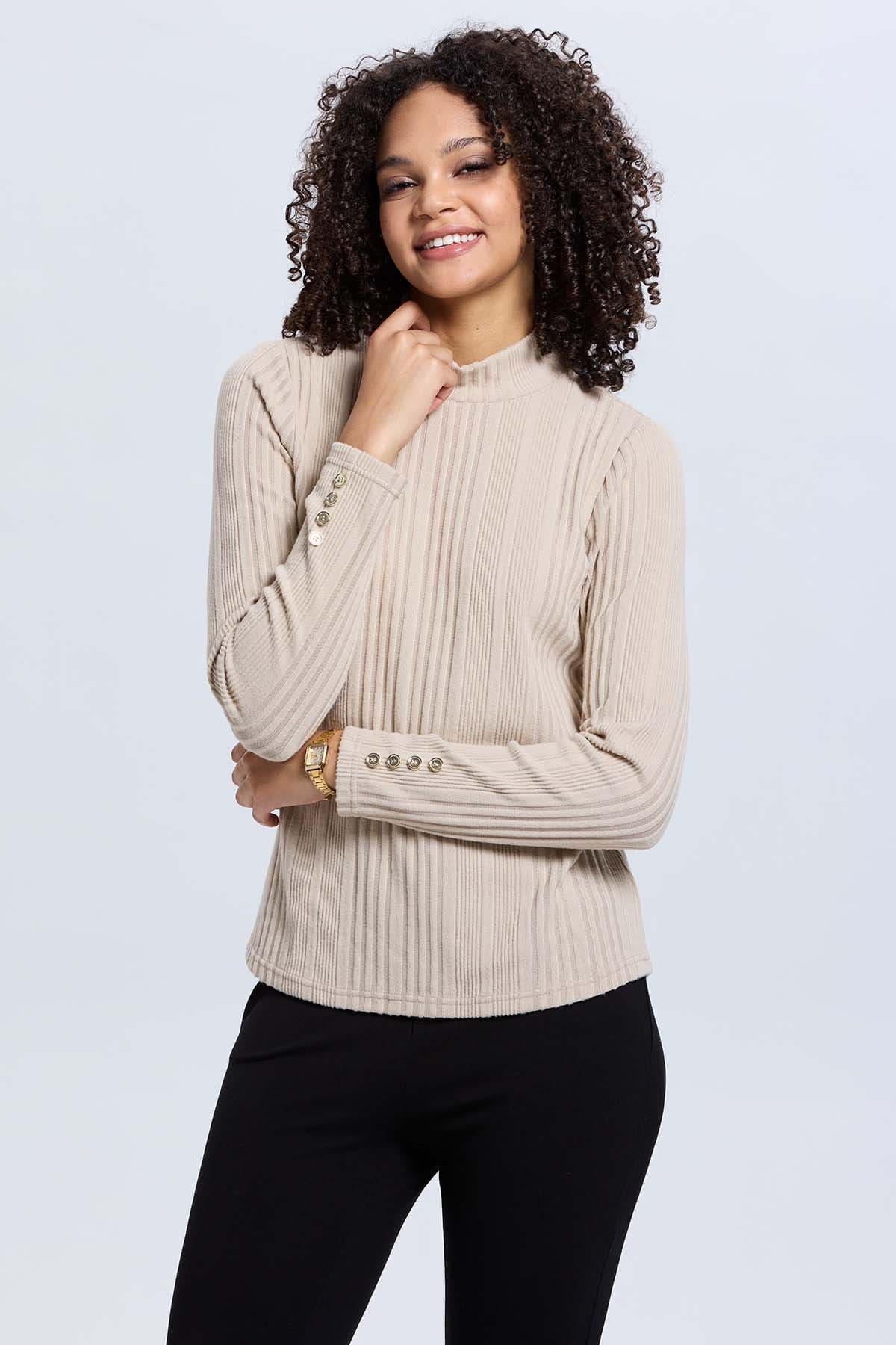 Polera Mujer Camman de Rib Lisa Beige