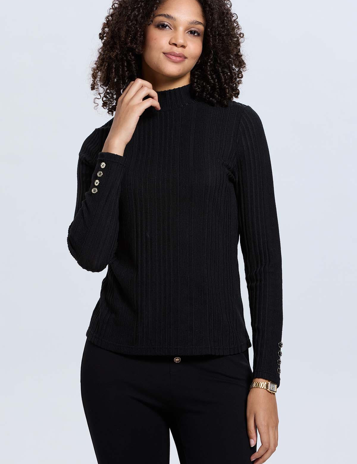 Polera Mujer Camman de Rib Lisa Negro