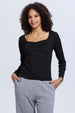 Polera Mujer Escote Cuadrado Negro