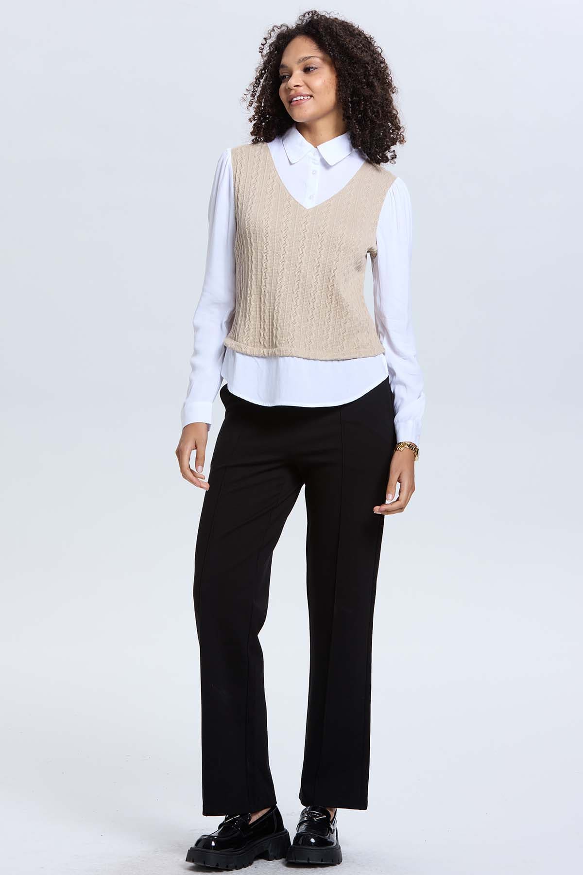 Sweater Mujer Casual Blusa Beige