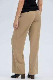 Pantalón Mujer Con Hebilla Calce Palazzo Beige Oscuro