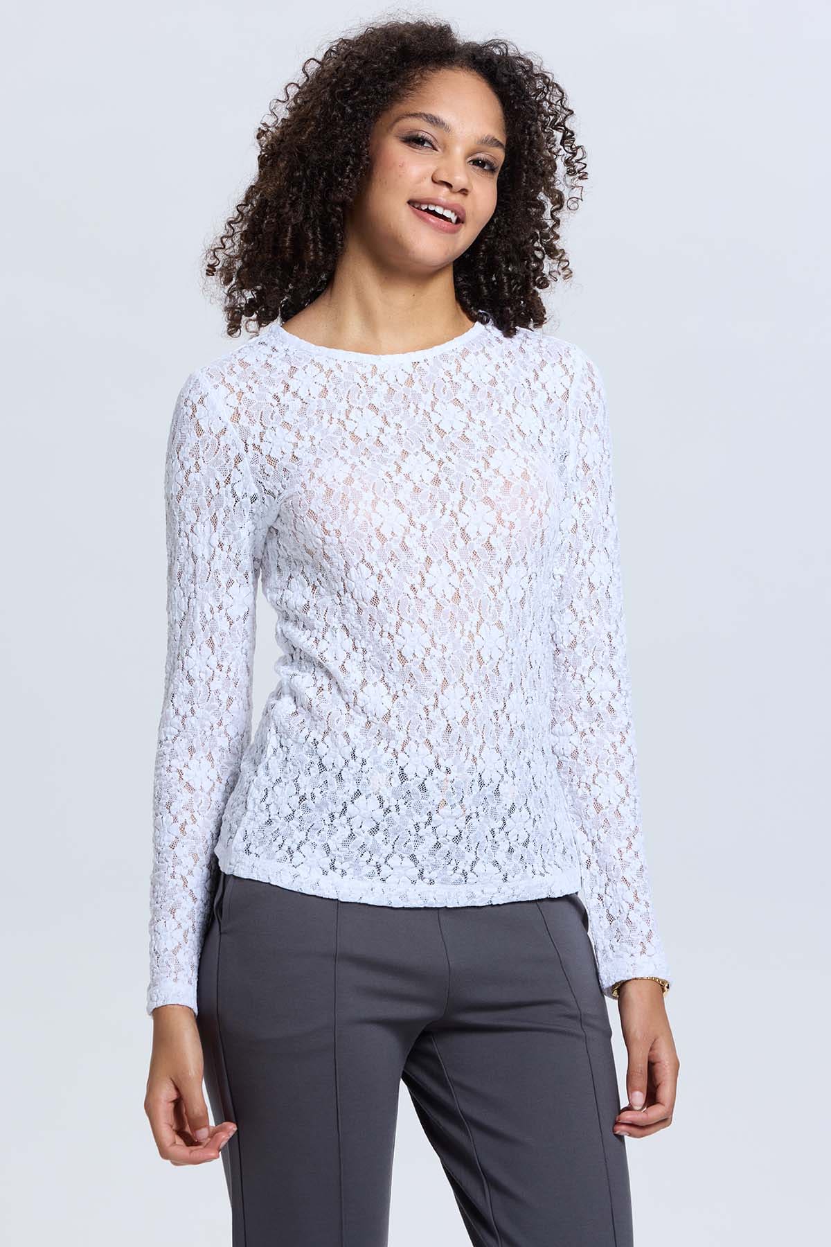 Polera Mujer Encaje Blanco