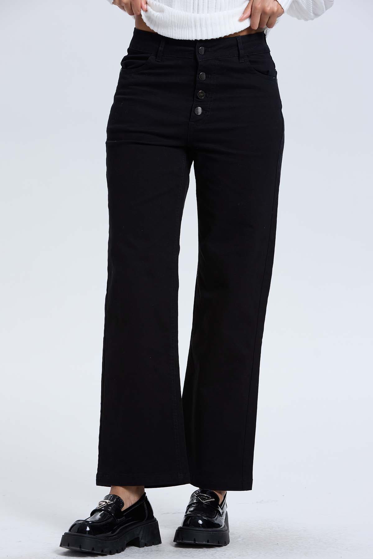 Pantalón Mujer Abotonado Negro