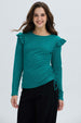 Polera Mujer Con Vuelo Rib Recogido Verde