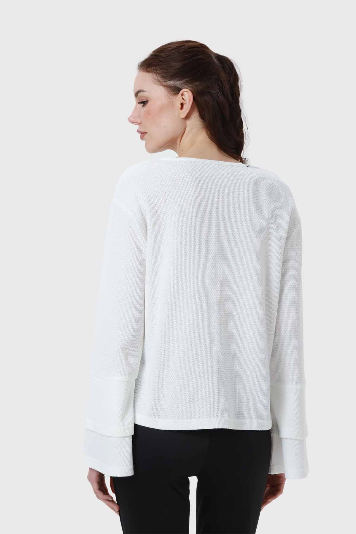 Sweater Mujer Manga Vuelo Blanco