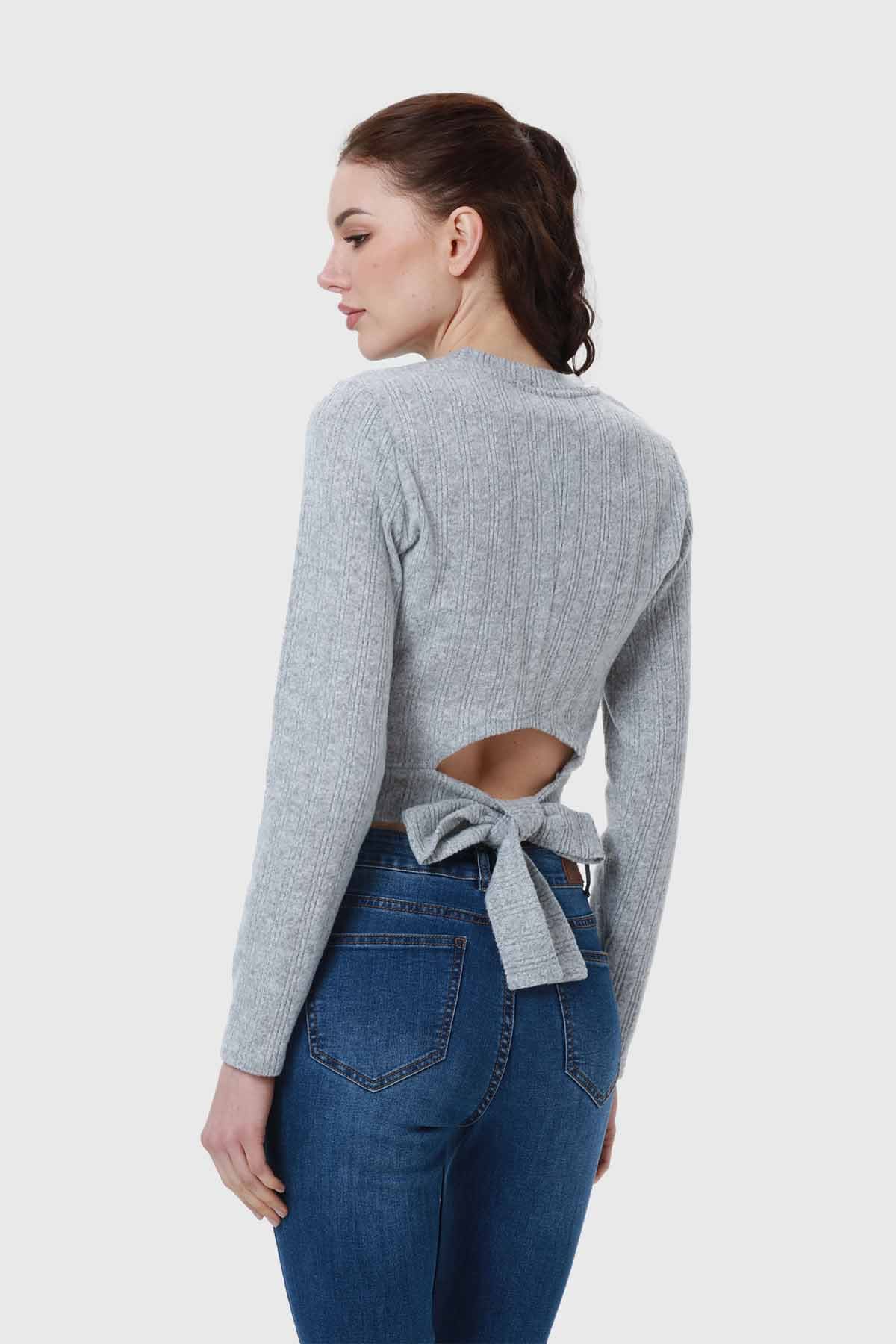 Sweater Mujer Detalle Gris Melange