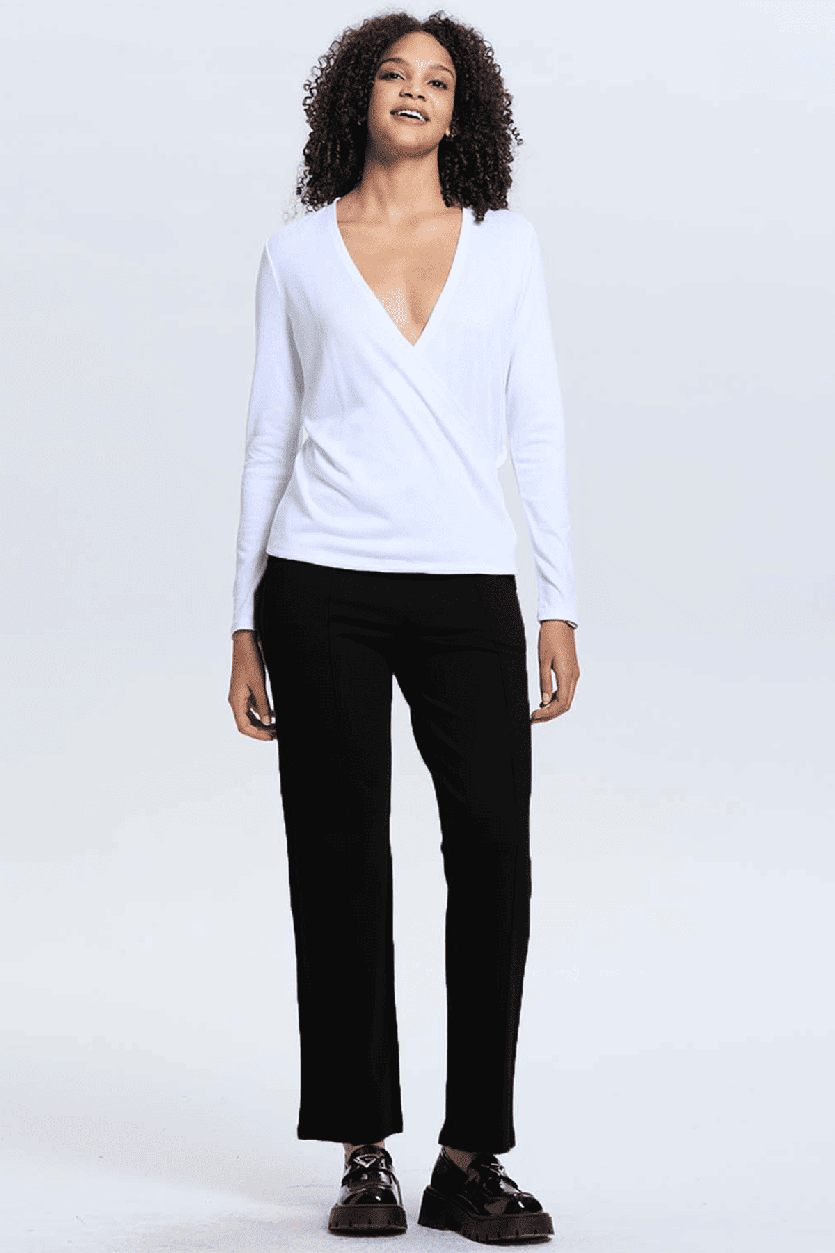 Pantalón Mujer Aplicación Hebilla Negro