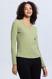Polera Mujer Rib Lisa Verde Musgo