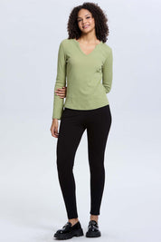 Polera Mujer Rib Lisa Verde Musgo