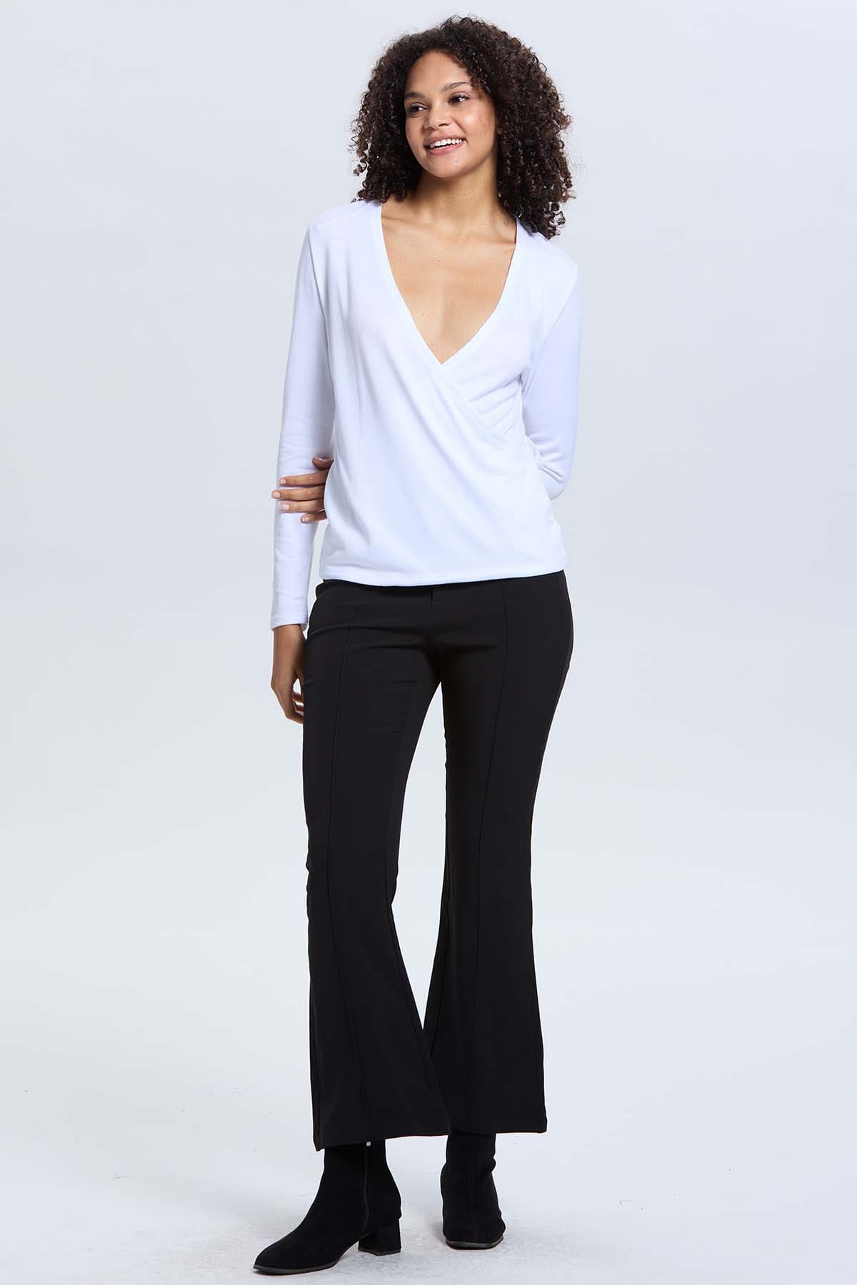 Sweater Mujer Escote V Blanco