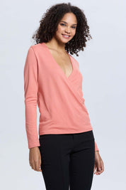 Sweater Mujer Escote V Coral
