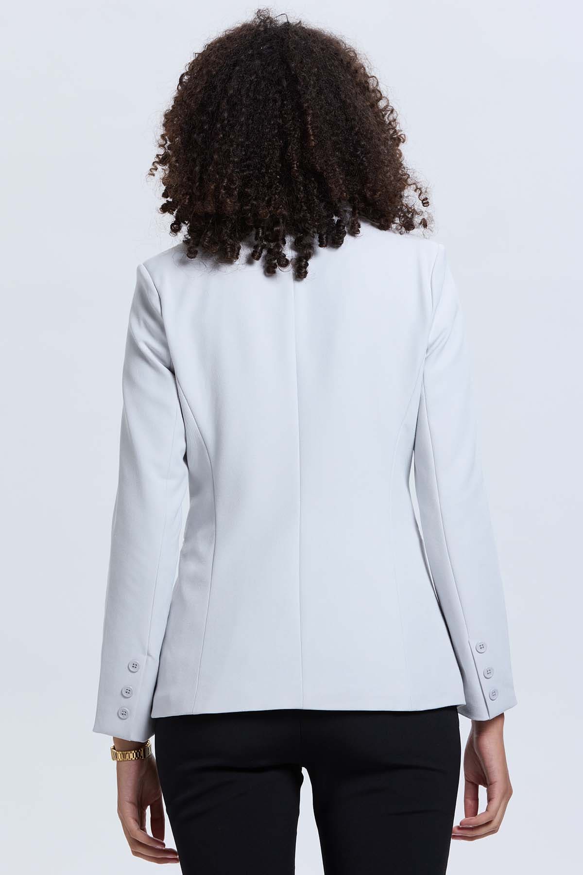 Blazer Mujer Blazer Cruzado 1 Botón Gris