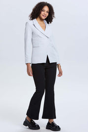 Blazer Mujer Blazer Cruzado 1 Botón Gris