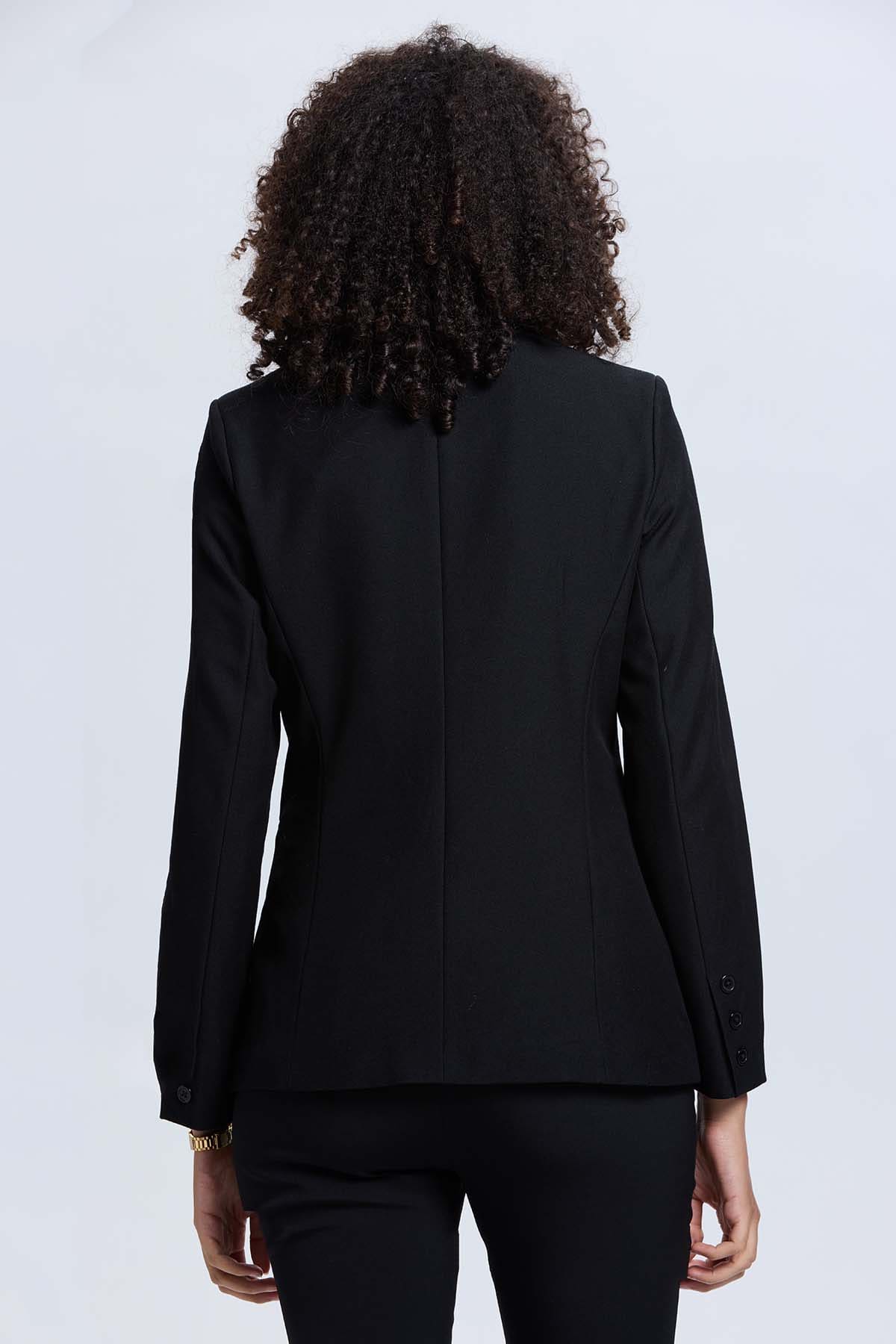 Blazer Mujer Blazer Cruzado 1 Botón Negro