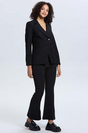 Blazer Mujer Blazer Cruzado 1 Botón Negro