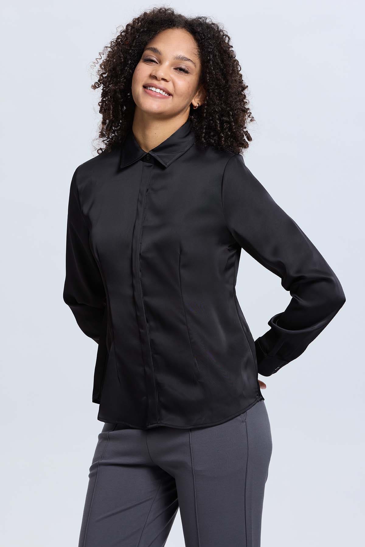 Blusa Mujer Abotonada Negro