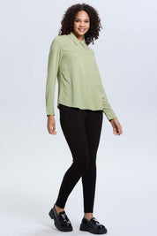 Blusa Mujer Abotonada Verde Musgo