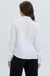 Blusa Mujer Abotonada Pliegues Crudo