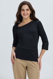 Polera Mujer Detalle Hombro Negro