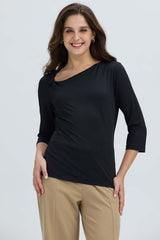 Polera Mujer Detalle Hombro Negro