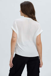 Blusa Mujer Dobladillo En Manga Crudo