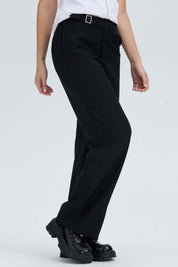 Pantalón Mujer Sastrero Aplicación Cinturón Negro Negro / 48
