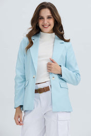 Blazer Mujer Largo 1 Botón Celeste Claro Azul / 48