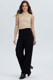 Pantalón Mujer Sastrero Tapetas Delanteras Negro Negro / 48