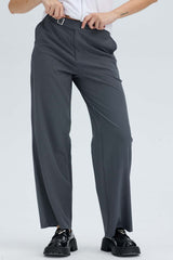 Pantalón Mujer Sastrero Rayado Aplicación Gris