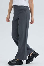 Pantalón Mujer Sastrero Rayado Aplicación Gris Gris / 48