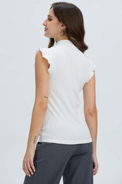 Polera Mujer Rib Terminaciones Crudo Blanco / XXL