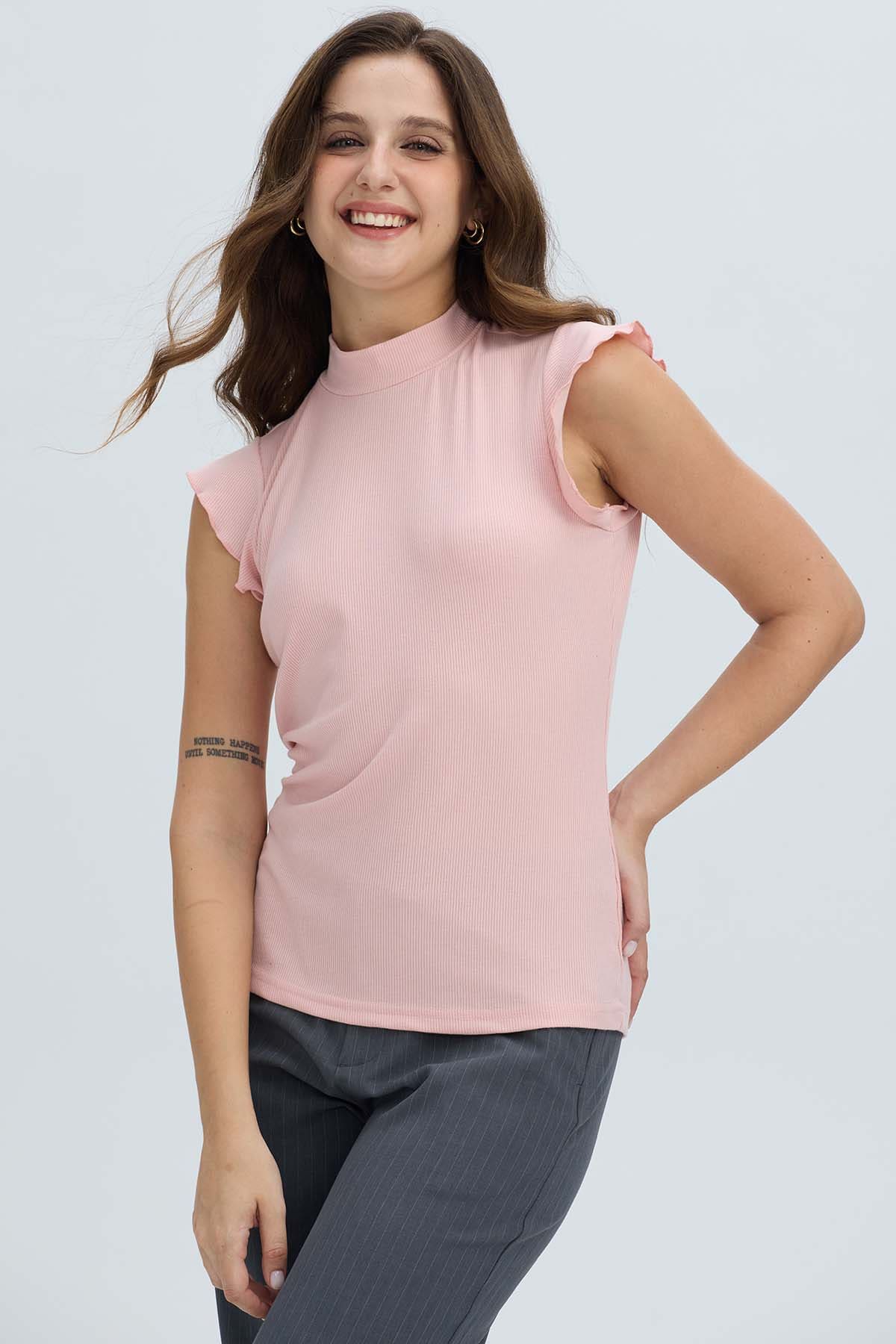 Polera Mujer Rib Terminaciones Palo Rosa Rosado / XXL