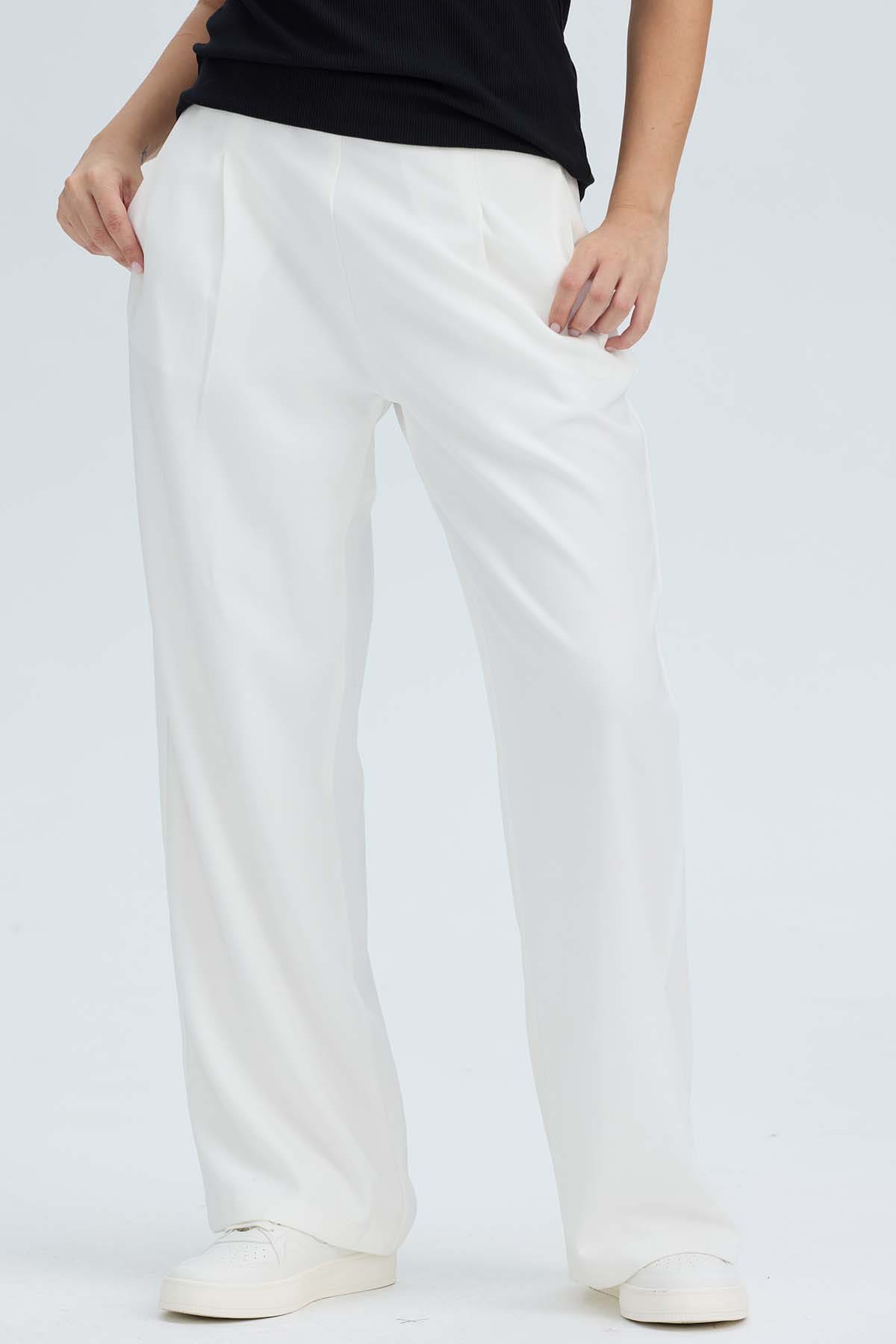 Pantalón Mujer Sastrero Sin Pretina Crudo
