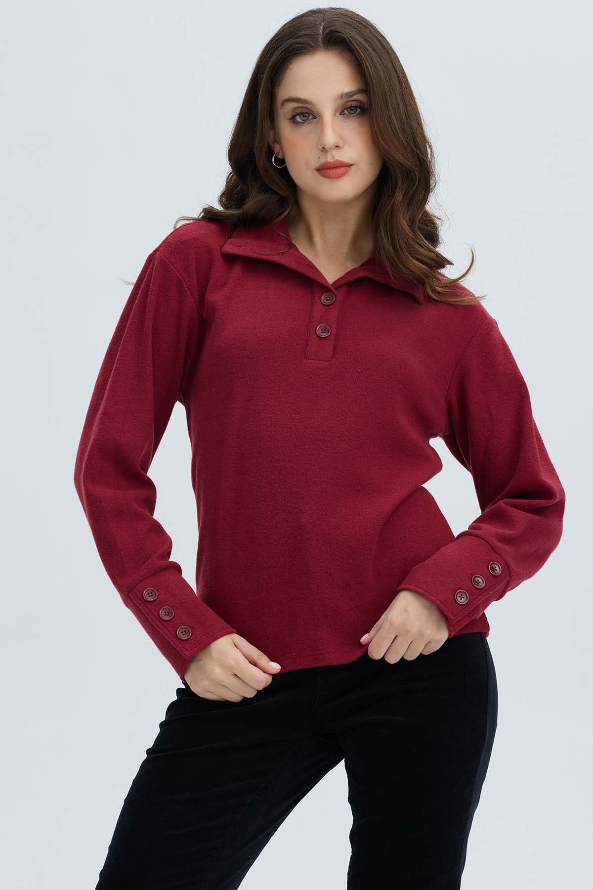 Sweater Mujer Amplio Rojo Oscuro