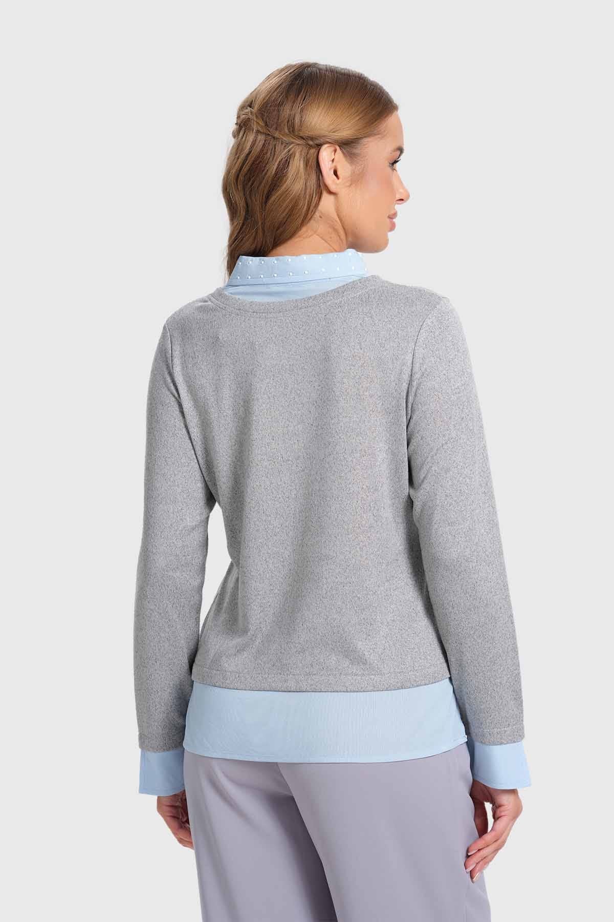 Sweater Mujer Estilo Blusa Gris