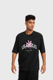 Polera Hombre College Graffiti Negro