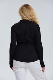 Blusa Mujer Abotónada Textura Negro
