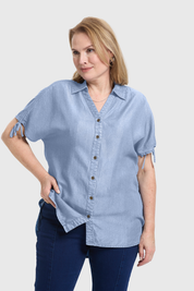 Blusa Mujer Con Ajustador Celeste