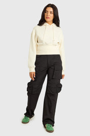Polerón Mujer Crop Pretina Ancha Crudo