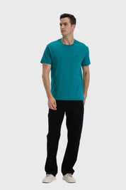 Polera Hombre Con Bolsillo Turquesa